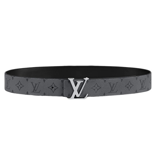 Louis Vuitton/路易威登 男士Monogram帆布和黑色小牛皮銀扣雙面腰帶40毫米M0285V