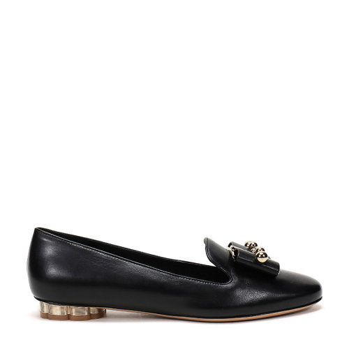 Salvatore Ferragamo/菲拉格慕 女士SARNO PEAR系列牛皮革花卉造型鞋跟船鞋 0705679