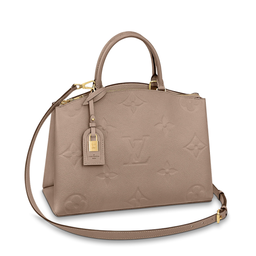 Louis Vuitton/路易威登 22春夏新款GRAND PALAIS系列 女士鴿子灰壓紋粒面牛皮老花壓花金扣金鎖單肩斜挎手提包M48833