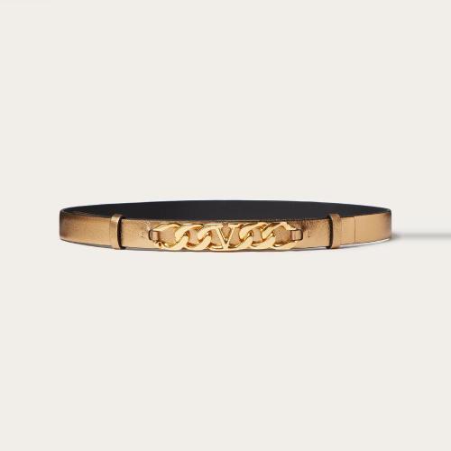  VALENTINO華倫天奴 22年秋冬 女士 腰帶 CEINTURE VLOGO CHAIN EN NAPPA LAMé. HAUTEUR?: 20