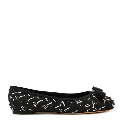 Salvatore Ferragamo/菲拉格慕 黑色 女士VARINA編織蝴蝶結 平底鞋 705604-01N974-VARINARIB 鞋 [斷碼]