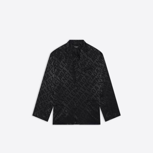  BALENCIAGA巴黎世家 22年春夏 女士 夾克 Women's Large Logo Fluid Jacket in Black 671671TI 預定商品1-3周發貨