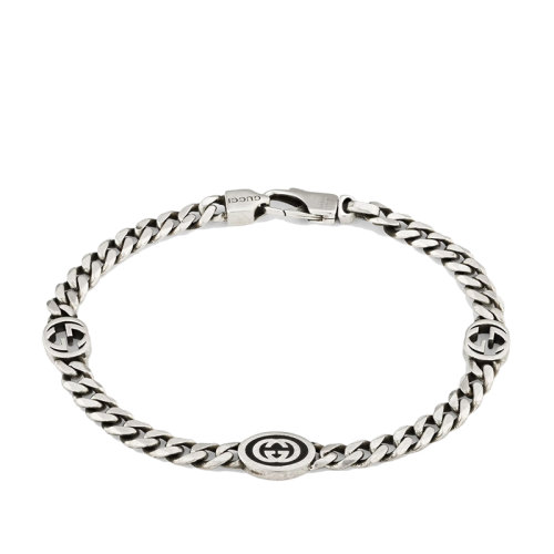 GUCCI/古馳  925純銀互扣式雙G細節鏈環手鏈678660J84108191