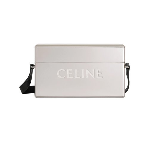CELINE/賽琳 22新款 男士銀色鋁配小牛皮肩背斜挎金屬盒子包111186EMB.38SI