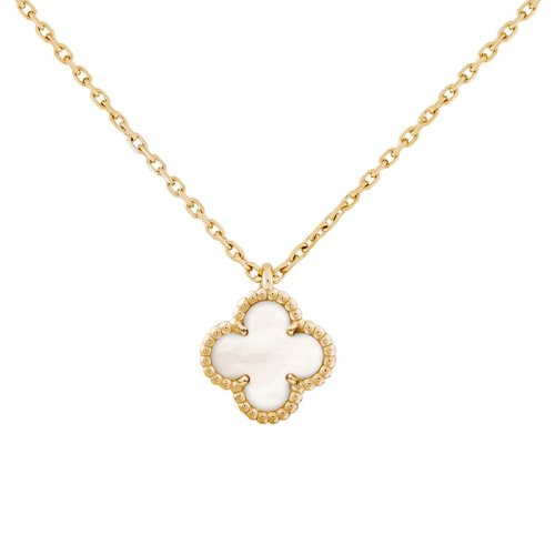 Van Cleef & Arpels/梵克雅寶 Sweet Alhambra 女士白色珍珠貝母四葉草金鏈項鏈 VCARF69100