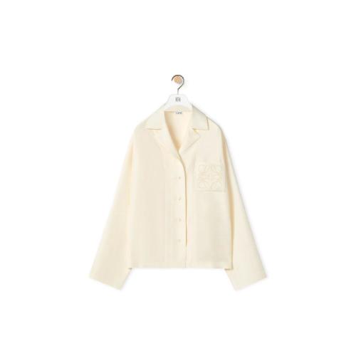  LOEWE羅意威 22年秋冬 女士 長袖襯衫 Anagram pyjama blouse in silk S359Y05X37-1930