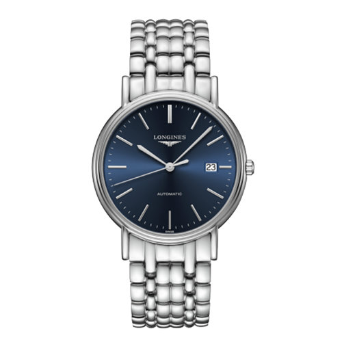 LONGINES/浪琴 時尚系列 自動機械藍盤鋼鏈男表38.5毫米L4.921.4.92.6