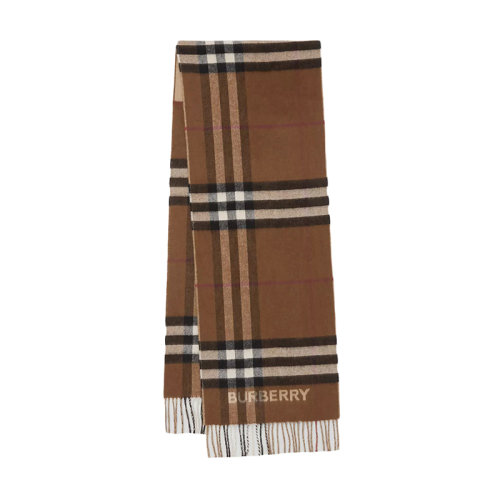 BURBERRY/博柏利新款 男女通用典藏米色/樺木棕對比感格紋羊絨圍巾80453291