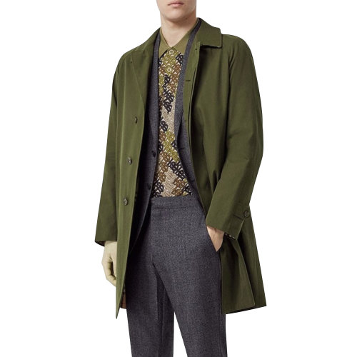 BURBERRY/博柏利 巴寶莉 軍綠色 薄款 純棉風衣 男士大衣 經典格內襯 男士外套 商務休閑男裝