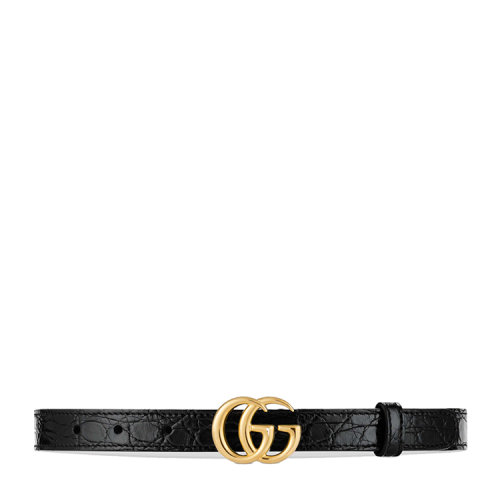 GUCCI/古馳 女士黑色鱷魚皮女士皮帶20毫米 409417E7I0O1000