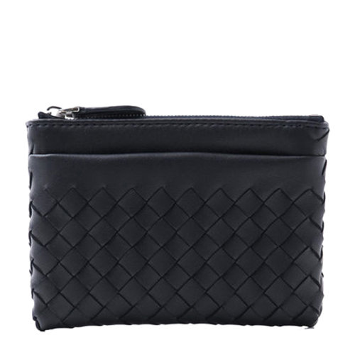 Bottega Veneta/葆蝶家 中性款羊皮編織拉鏈錢夾錢包