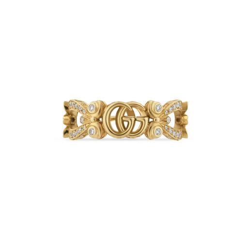  GUCCI古馳 22年秋冬 女士 Gucci花卉造型18K黃金鉆石戒指 629828 J8540 8000 預定商品2-6周發貨