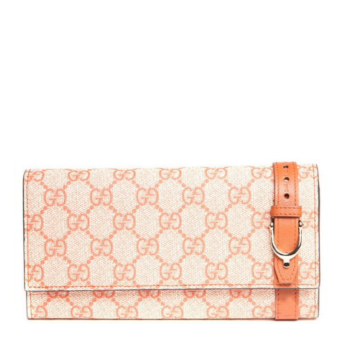 GUCCI/古馳 橙色帆布長款錢夾女士錢包