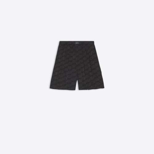  BALENCIAGA巴黎世家 22年秋冬 男士 短褲 Mens Bb Monogram Pyjama Shorts  in Black 672410TM