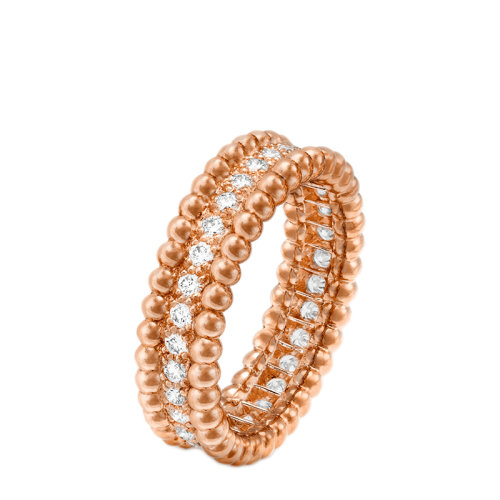 Van Cleef & Arpels/梵克雅寶 Perlée diamants系列 18K金玫瑰金鑲嵌單排鉆石戒指指環VCARP4E300
