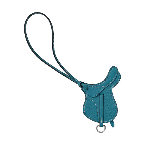 HERMES/愛馬仕 女士加利西亞藍色小牛皮馬鞍包包配件H075351CAS7
