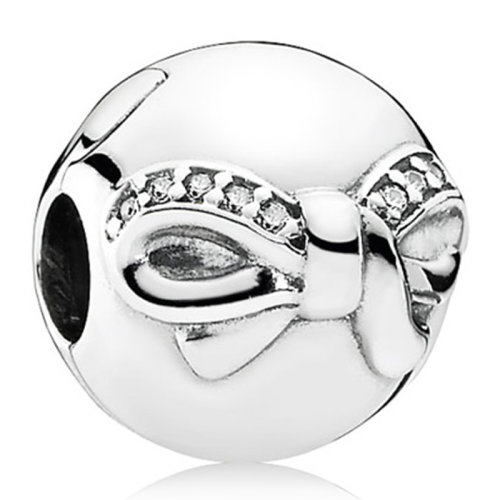 PANDORA/潘多拉 女士銀色925銀鋯石蝴蝶結固定扣791777CZ