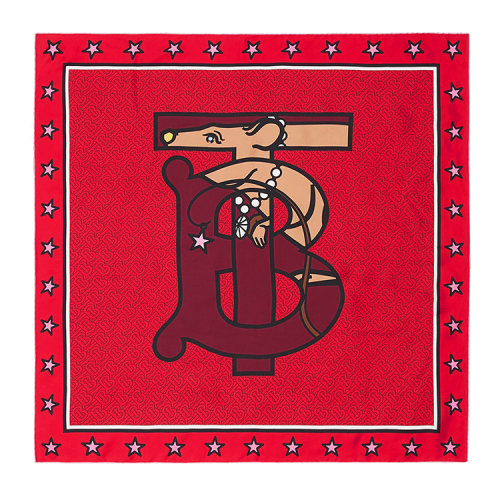 BURBERRY/博柏利 專屬標(biāo)識(shí)圖案絲質(zhì)方巾80250921