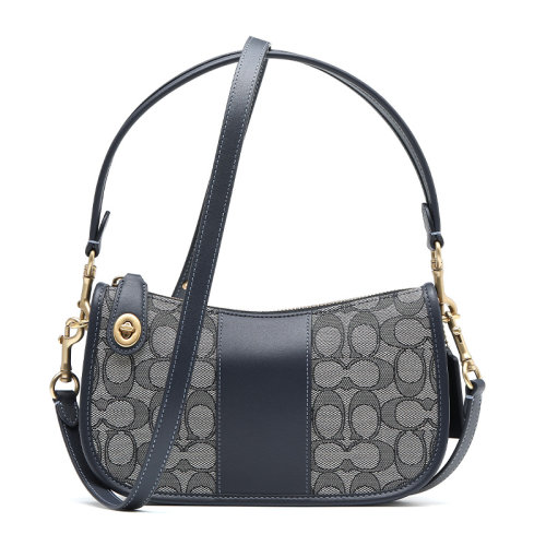 COACH/蔻馳21新品Originals系列經典提花織物SWINGER手袋牛皮革女士手提單肩包C0721