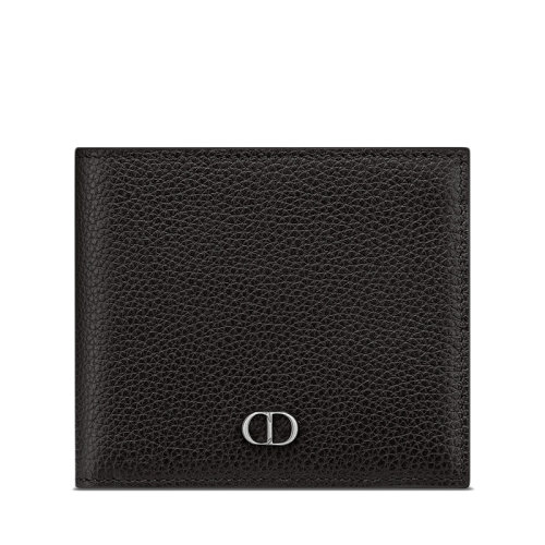 DIOR/迪奧  男士黑色粒面小牛皮CD標志對折短款薄錢包2ESBH027CDI_H00N