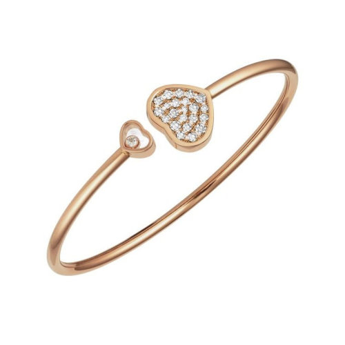 Chopard/蕭邦 HAPPY HEARTS 女士18K金鑲鉆快樂的心手鐲（2色可選）