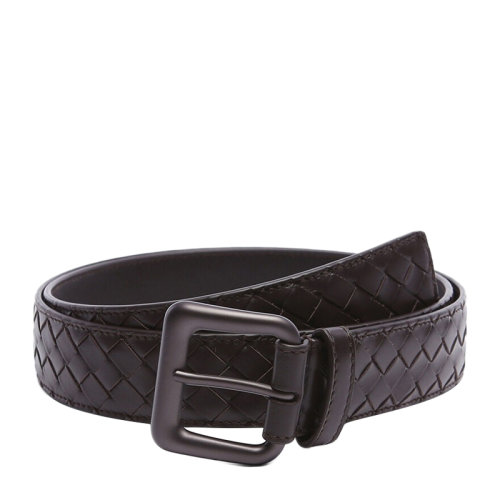 Bottega Veneta/葆蝶家 BV 男士牛皮編織針扣腰帶深棕色商務休閑針扣式男款皮帶 271932-V4650-2040