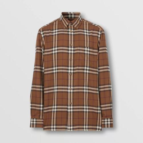 BURBERRY 22年秋冬 男士 領尖扣衣領格紋棉質法蘭絨襯衫 80608011