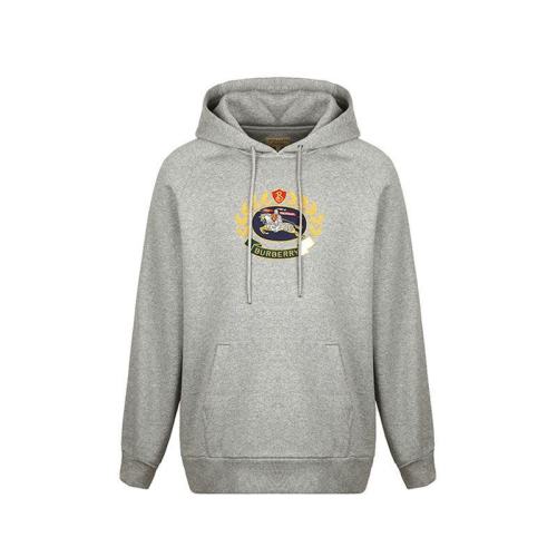  BURBERRY/博柏利 麻灰色棉質質混紡典藏繡標連帽衛衣 80030151