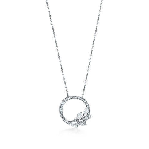 Tiffany & Co./蒂芙尼  TiffanyVictoria?系列鉑金鑲嵌鉆石葡萄藤圓形吊墜項(xiàng)鏈 63919152