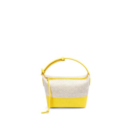  LOEWE羅意威 22年秋冬 女士 單肩包 Small Cubi bag in coated jacquard and calfskin A906K75