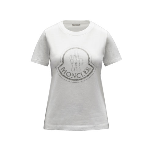 Moncler/蒙克萊 22年秋冬新款 女士蛋殼白色純棉水鉆狀徽標短袖T恤H20938C00016829FB033