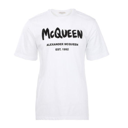 Alexander McQueen/亞歷山大麥昆22春夏字母徽標印花棉質寬松女士短袖T恤659729QZAD3