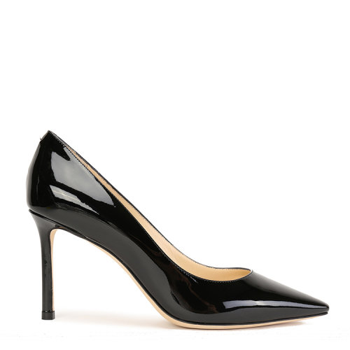Jimmy Choo/周仰杰 黑色漆皮 尖頭 細跟 高跟鞋 ROMY85