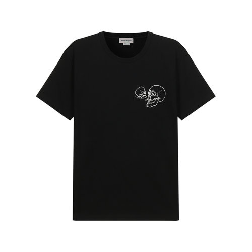 Alexander McQueen/亞歷山大麥昆【22春夏新款】男士棉質(zhì)圓領(lǐng)短袖T恤黑色骷髏圖案 683164 QSX03