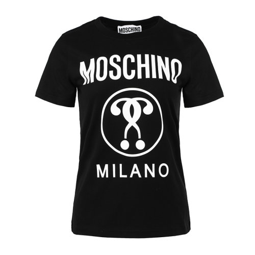MOSCHINO/莫斯奇諾棉質(zhì)雙問號(hào)圖案女士短袖T恤A071505402