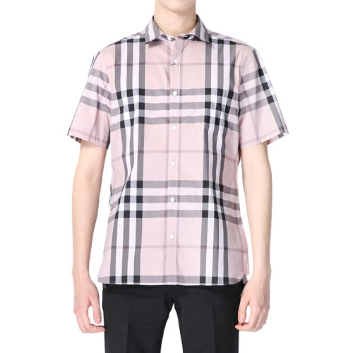 BURBERRY/博柏利男裝 服飾 經典復古 藍色 棉質格紋半袖 男士短袖襯衫 4008957