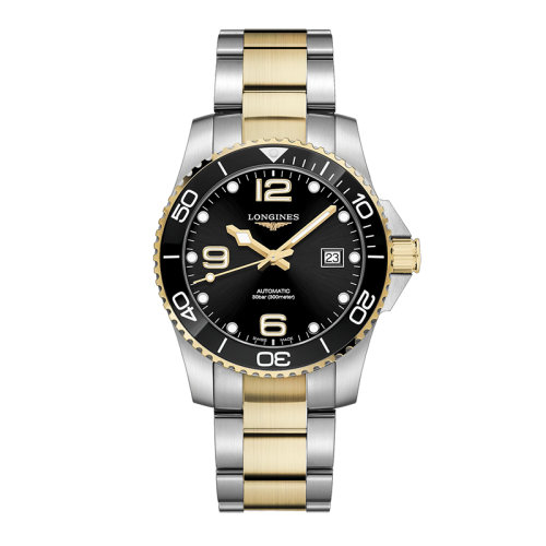 LONGINES/浪琴 康卡斯?jié)撍盗?男女通用自動機械機芯精鋼表帶黑色表盤防反光抗磨損藍寶石表鏡41毫米手表L3.781.3.56.7