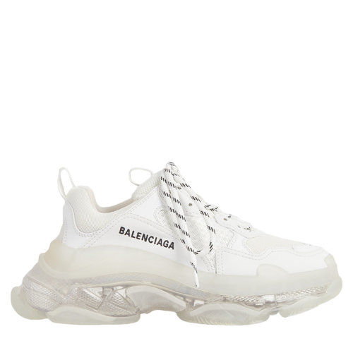 Balenciaga/巴黎世家 男士白色雙層泡沫和網眼TRIPLE S透明鞋底運動鞋541624W2FB19000