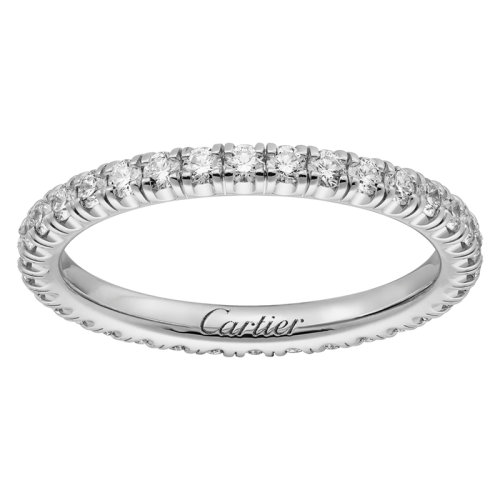 CARTIER/卡地亞  étincelle de Cartier系列 18K金白金鑲嵌38顆鉆石 簡約排鉆結婚求婚訂婚戒指  B4077900