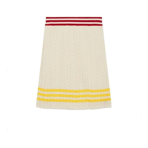  GUCCI古馳 22年秋冬 女士 adidas x Gucci聯名系列棉質半身裙 702874 XKCF8 9296