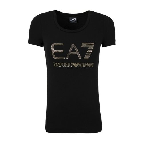  Emporio Armani/安普里奧阿瑪尼 女士黑色棉質短袖T恤 3ZTT82 J12Z 1200 PLFSX