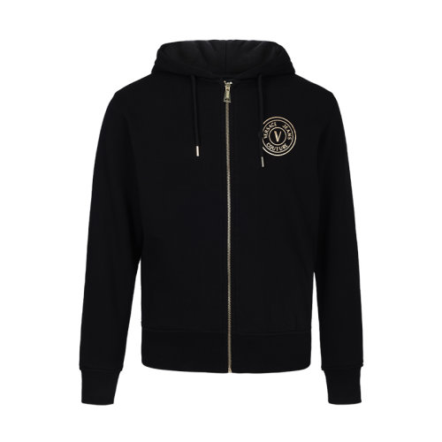 VERSACE/范思哲男士休閑外套連帽時尚男上衣黑色LOGO