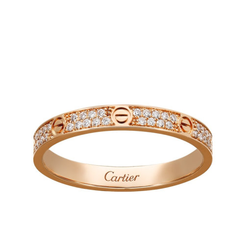 CARTIER/卡地亞 經(jīng)典款LOVE 18K金玫瑰金鉆石戒指 鑲嵌72顆鉆石 小號(hào)款 B4218100