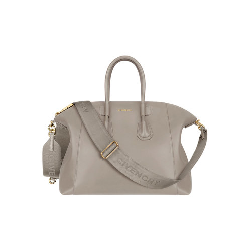 Givenchy/紀(jì)梵希 22新款 Antigona Sport系列 女士小號石灰色皮革金色字母標(biāo)志拉鏈開合調(diào)節(jié)拆卸寬肩帶金色飾面斜挎單肩手提包BB50MZB1EY-099