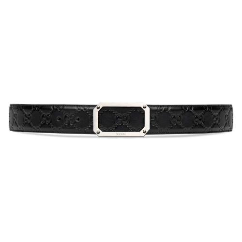  GUCCI古馳 22年秋冬 男士 Gucci Signature皮革腰帶 403941 CWC0N 1000