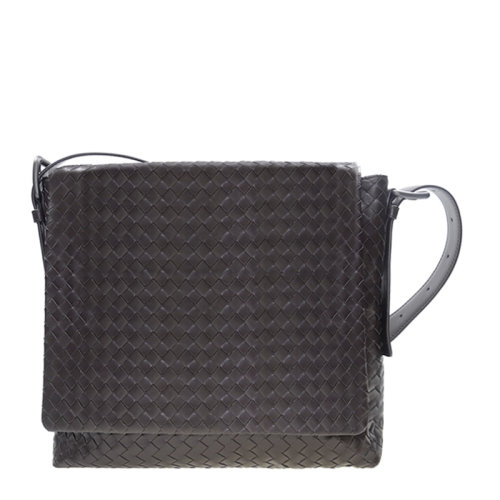 Bottega Veneta/葆蝶家 男士純色小牛皮經典編織款單肩包斜挎包郵差包信使包男包 163971-VQ131 多色可選