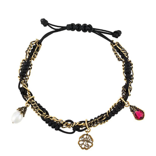 Alexander McQueen/亞歷山大麥昆 女士 女款 黑色時尚金屬手鏈 610979F12ST1000