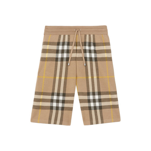BURBERRY/博柏利 22年春夏新款 男士松露色絲羊混紡格紋提花短褲80549181