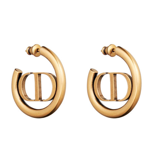DIOR/迪奧 30 MONTAIGNE 女士金色金屬復古環形耳環 E1285MTGMT_D907