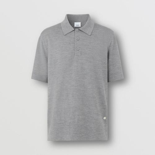  BURBERRY 22年秋冬 男士 專屬標(biāo)識(shí)裝飾絲毛混紡 Polo 衫 80548931